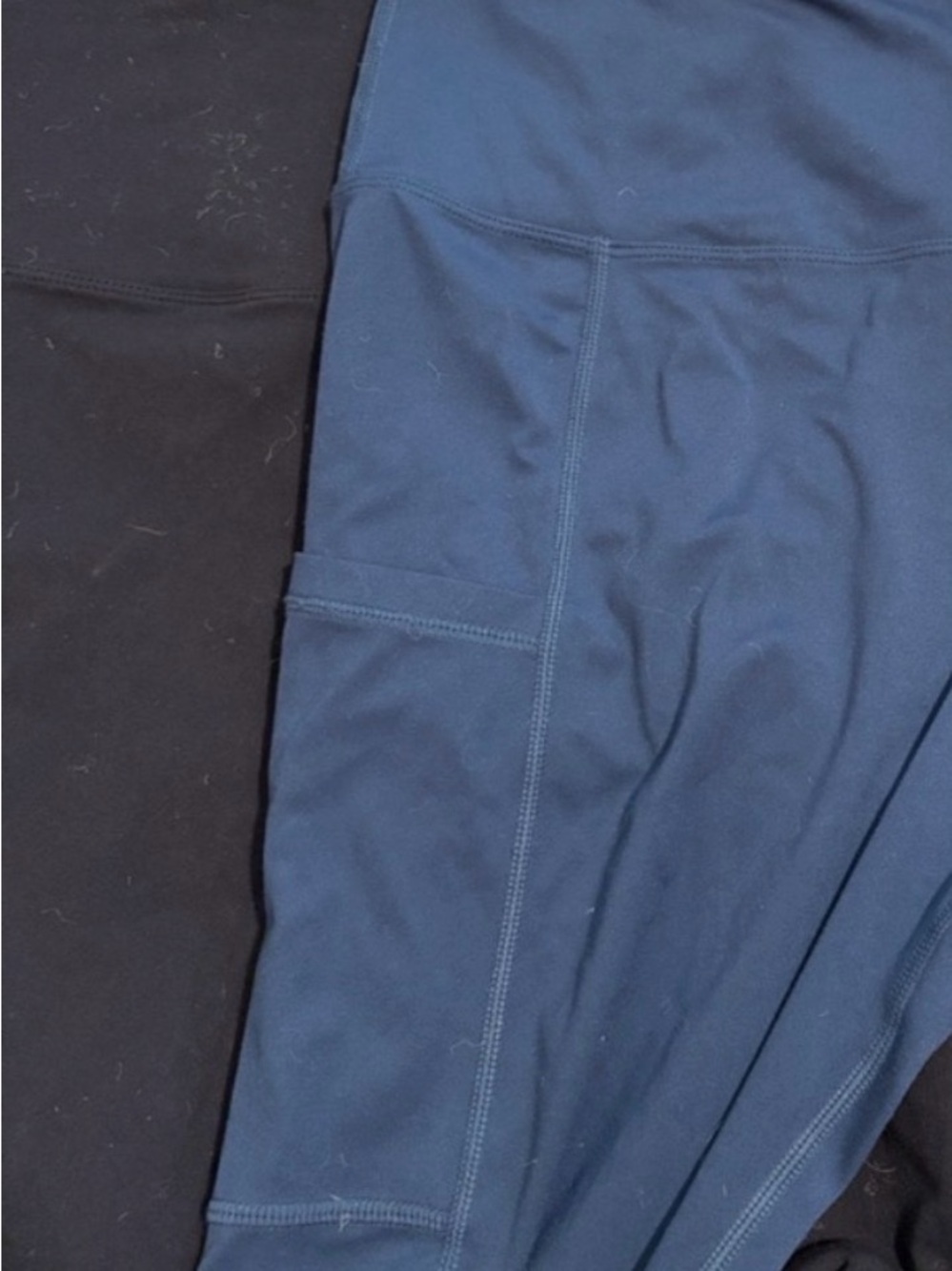 TWO pair Tuff Athletics leggings - EUC - medium - blue, black